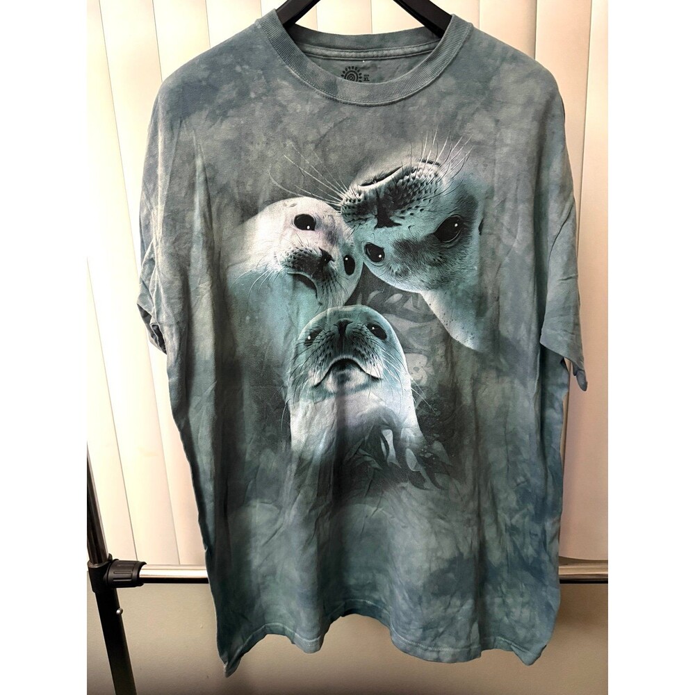 Men’s The Mountain Blue Tie Dye Aquarium of the pacific Seal Lions Shirt Size XL